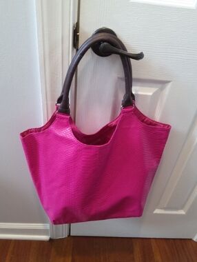 NEIMAN MARCUS💥Nwot💥Hot Pink Tote w/ Dark Brown Handles